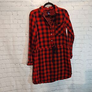 GAP factory double weave plaid shirt dress size S